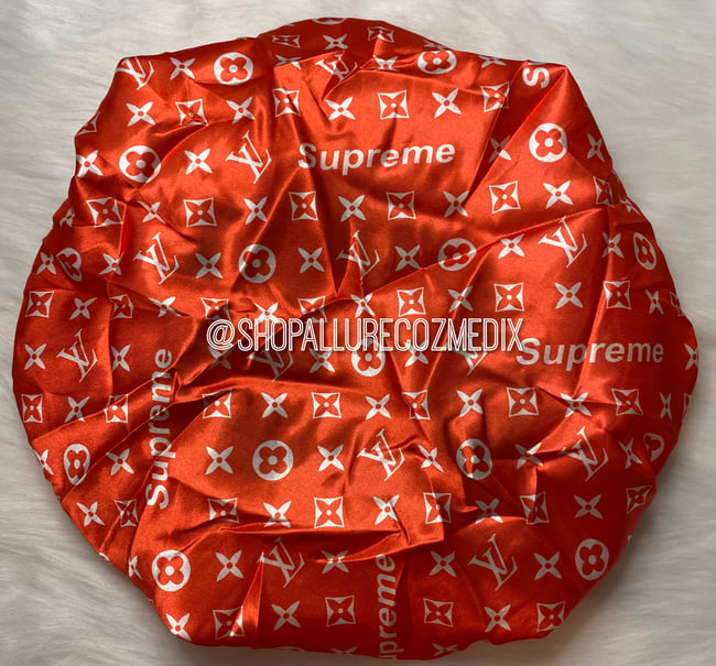 Red and white Supreme LV Bonnet