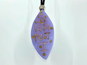 Image of Pate de Verre Glass Pendant "Amethyst Shanti" Lotus Petal in Purple