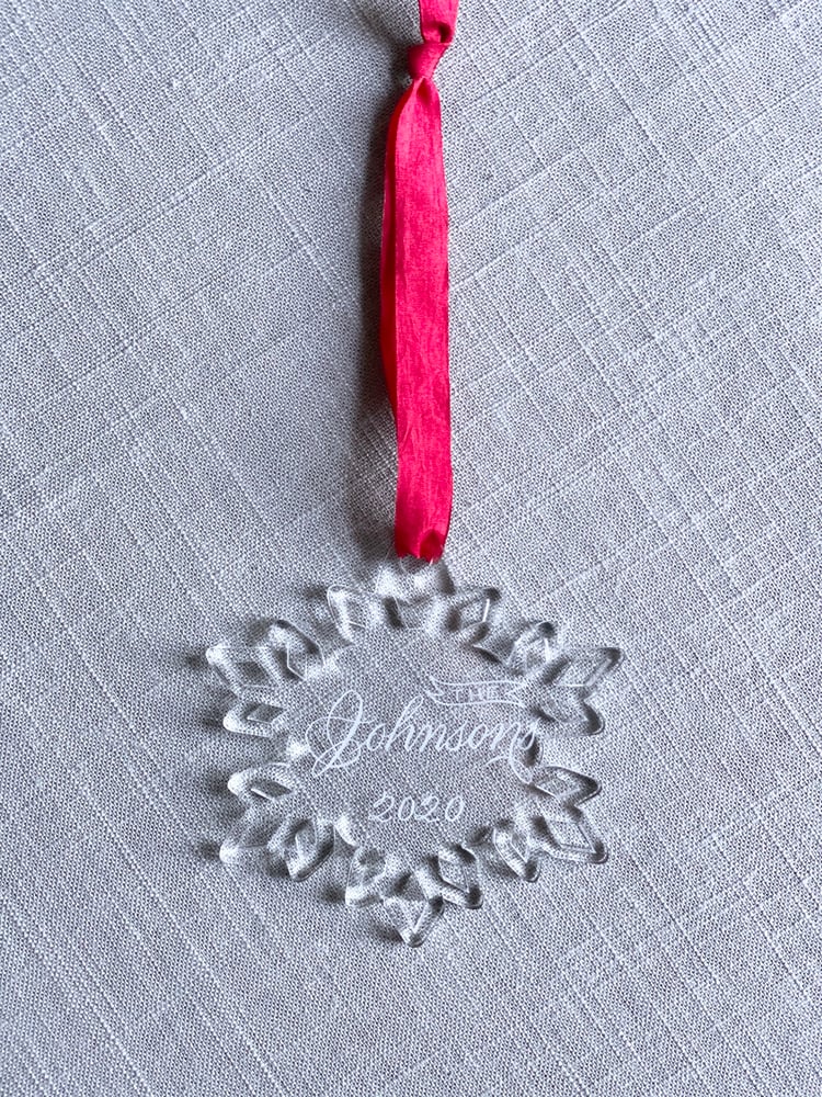 Image of Custom Engraved Snowflake Acrylic Ornament 