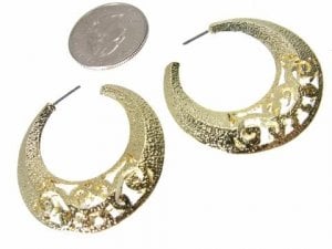 Image of Gold or Silver Textured and Etched Hoops