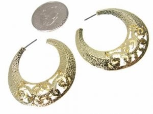 Image of Gold or Silver Textured and Etched Hoops