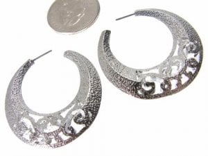 Image of Gold or Silver Textured and Etched Hoops