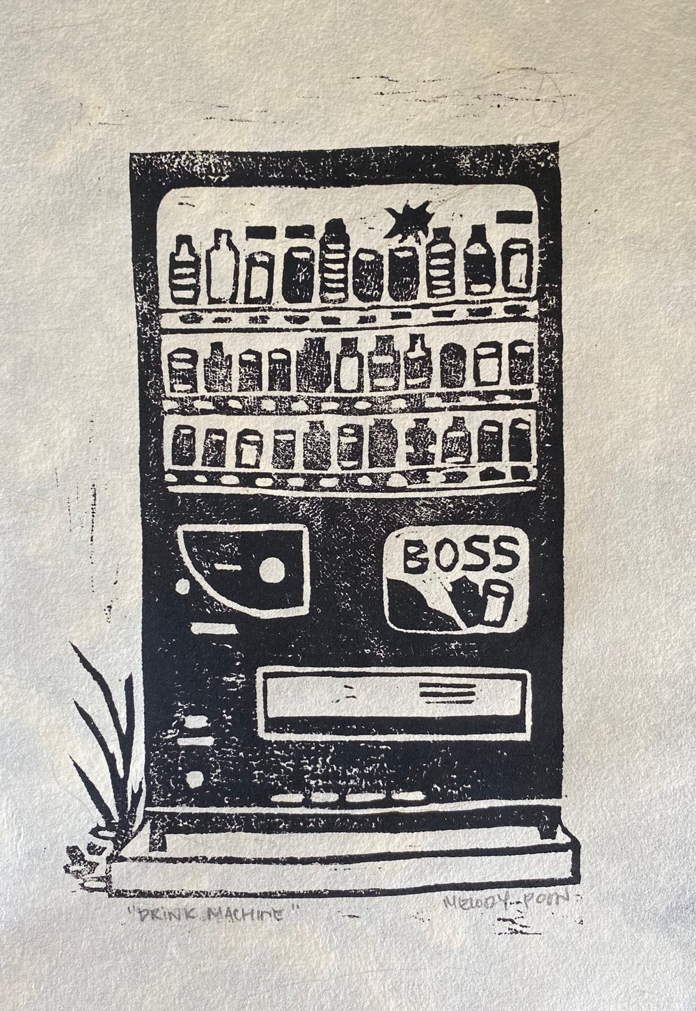 Image of "Drink Machine" Linocut Print (Black)