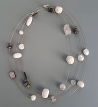 Porcelain long necklace- white and crystal
