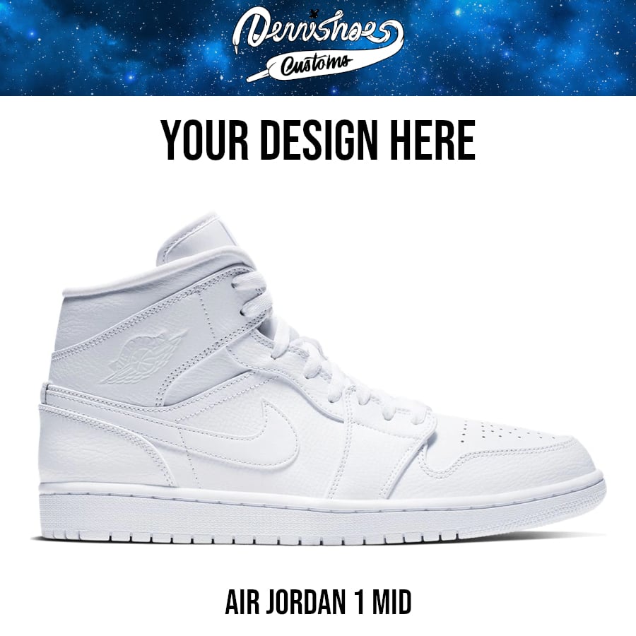 Image of Custom Hand Painted Made To Order Nike Air Jordan 1 AJ1 Mid Shoes (Men/Women)