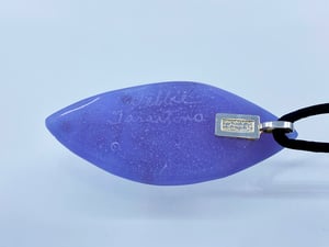 Image of Pate de Verre Glass Pendant "Amethyst Shanti" Lotus Petal in Purple