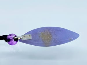 Image of Pate de Verre Glass  Pendant"OM and the Third Eye" Lotus Petal in Lavender and Yellow