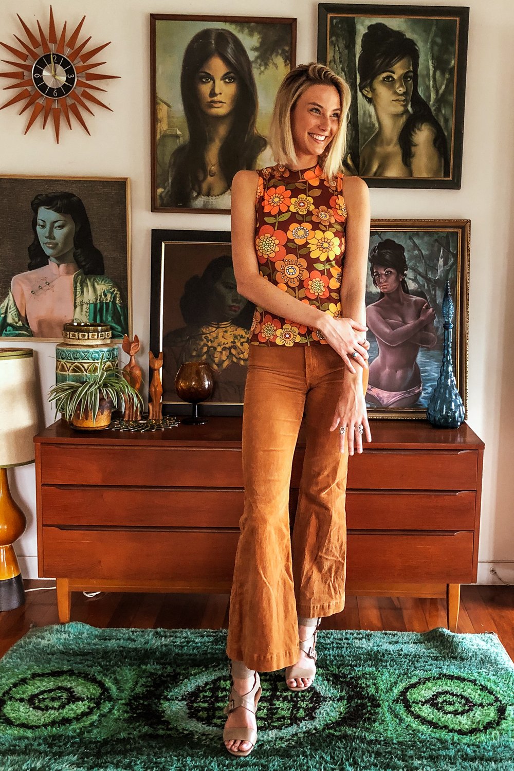 Outta sight top in the Farout Flowers print brown
