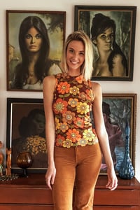 Image 1 of Outta sight top in the Farout Flowers print brown