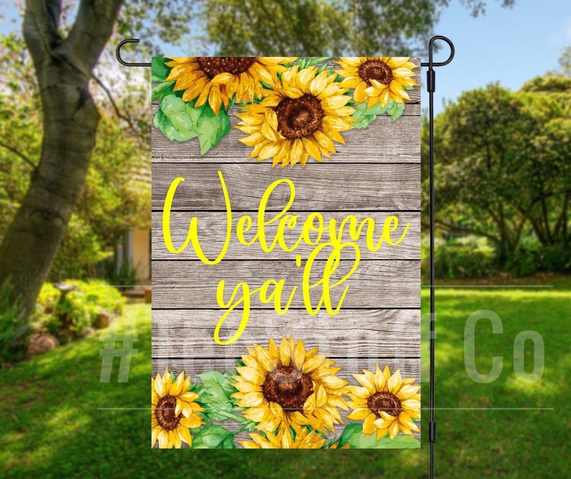 Welcome Ya’ll Sunflower Garden Flag | TeeStuff.Co