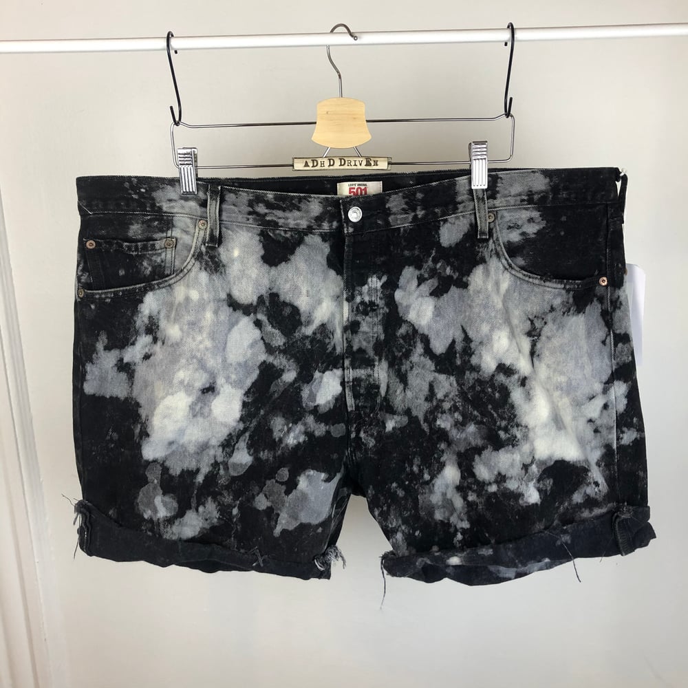 Image of Bock denim distressed and hand dyed shorts