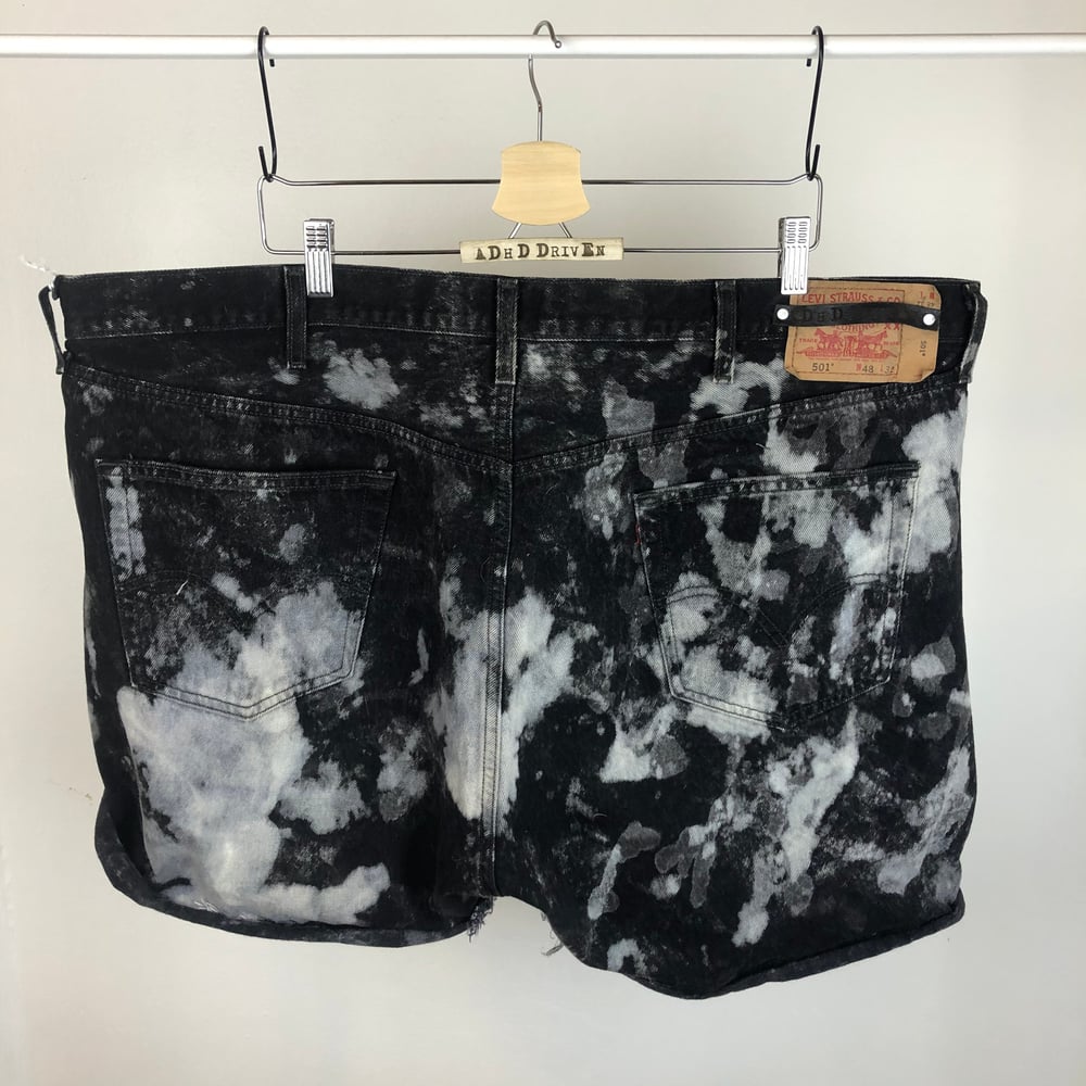 Image of Bock denim distressed and hand dyed shorts