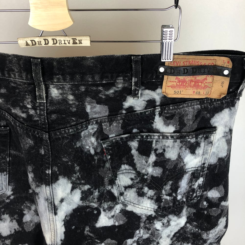 Image of Bock denim distressed and hand dyed shorts