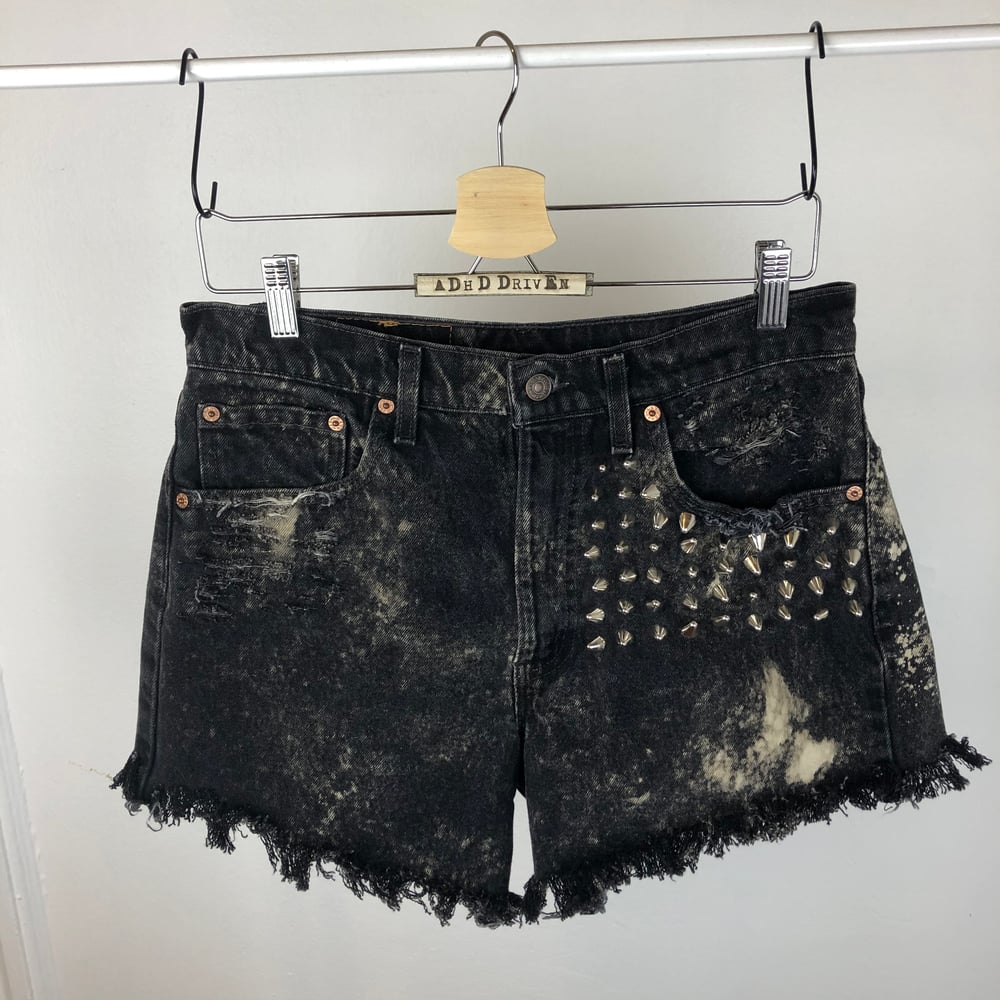 Image of Studded, distressed and dyed vintage Levis 