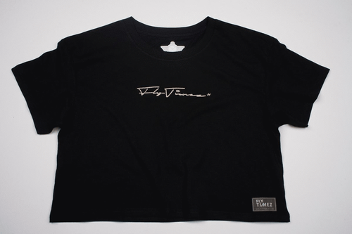 Image of FlyTimez WOMEN'S "SIGNATURE" EMBROIDERED CROP TEE (BLACK)