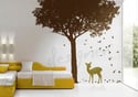 Vinyl Wall Decal - Deer under Woodland Tree- dd1016