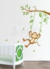 Vinyl Wall Art Decals - Monkey on Swing Theme- dd1017