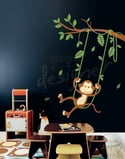 Vinyl Wall Art Decals - Monkey on Swing Theme- dd1017