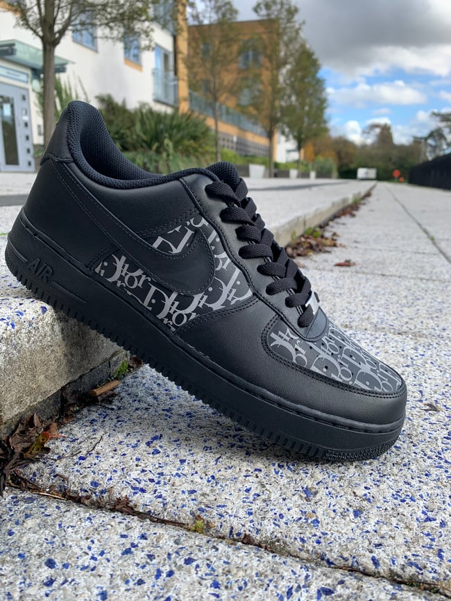 BLACK CUSTOM LV AIR FORCE 1 - Derivation Customs - Custom sneakers