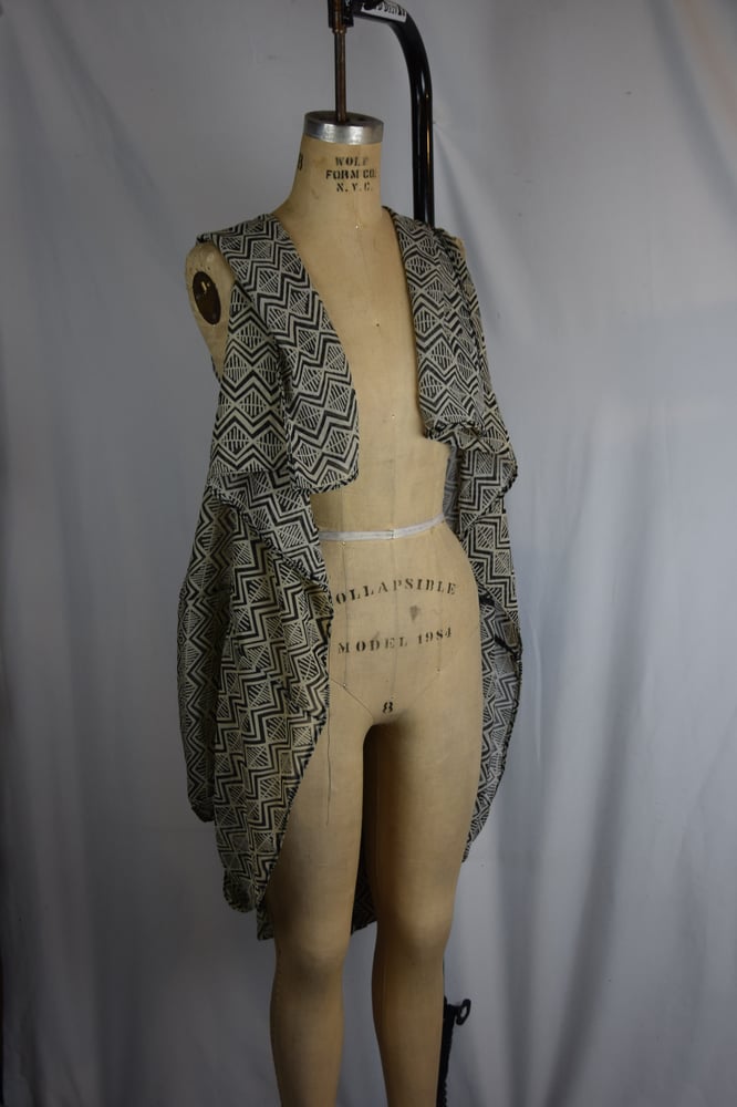 Image of Chiffon and leather kimono