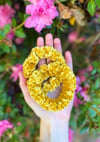 mustard yellow velvet scrunchie