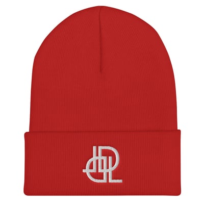 Image of Red w/ White - LD Logo Cuffed Beanie
