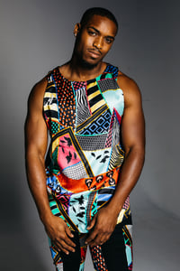 Image 1 of MENS PRINTED SILK TANK