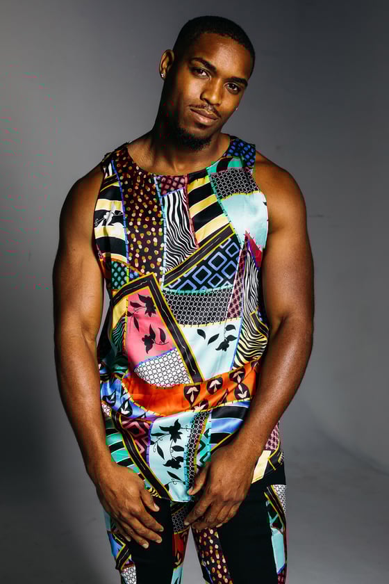 Image of MENS PRINTED SILK TANK