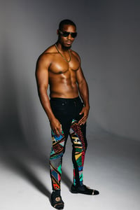 Image 1 of MENS DENIM & Printed SILK PANT