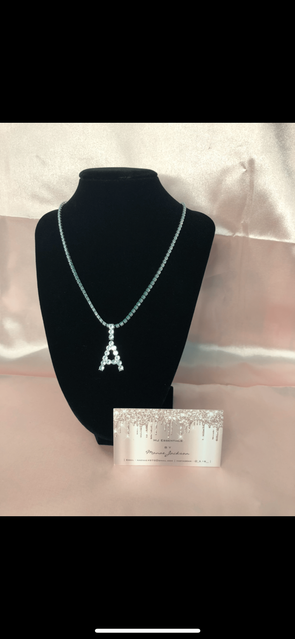 Image of Diamond Cut Initial Tennis Necklace 