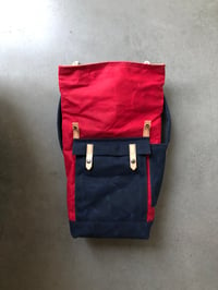 Image 5 of Red waxed canvas leather Backpack medium size / outdoor backpack / Hipster Backpack with roll top an