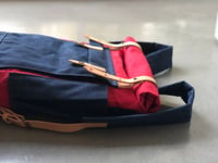 Image 1 of Red waxed canvas leather Backpack medium size / outdoor backpack / Hipster Backpack with roll top an
