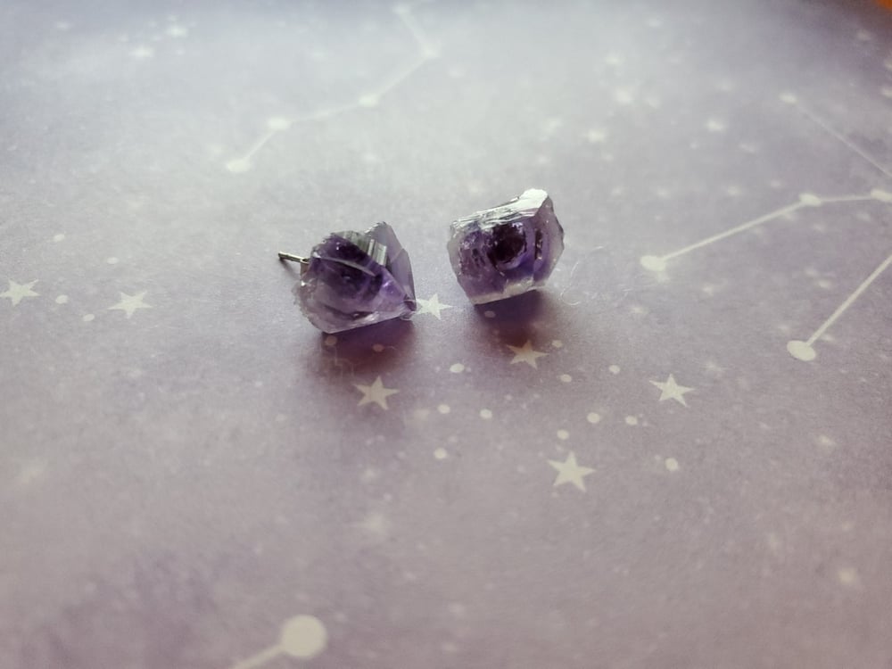 Image of Raw Amethyst Studs