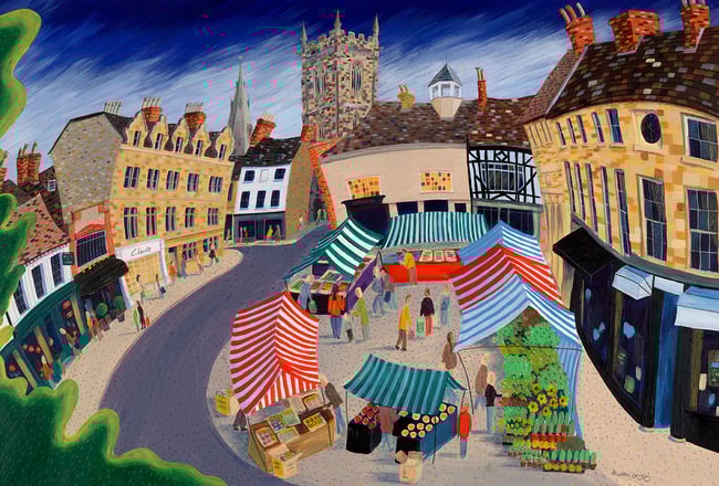 Stamford, Red Lion Square Print