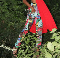 Image 1 of PRINTED SILK HIGH-WAIST SKINNY PANT