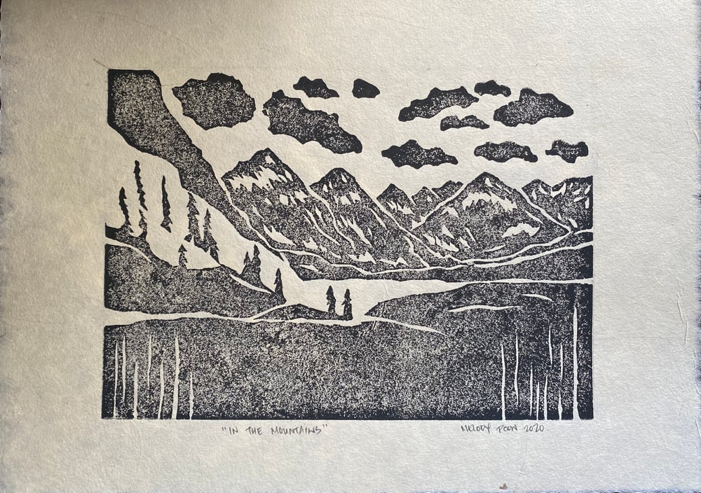 Image of "In the Mountains" Linocut Print
