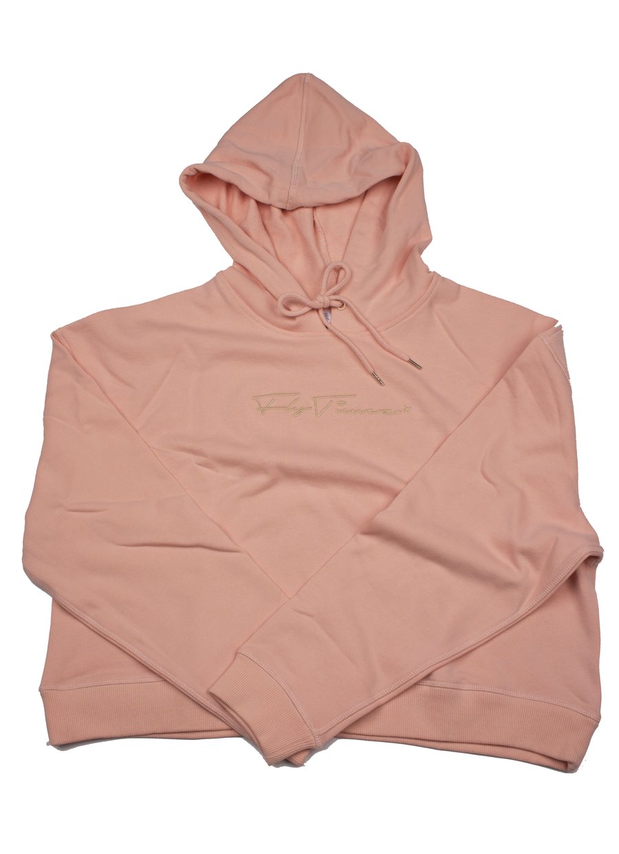 Image of FLYTIMEZ WOMEN'S "SIGNATURE" EMBROIDERED CROP HOODIE (AVAILABLE IN PINK & BLACK)