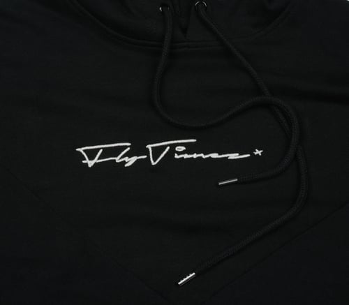 Image of FLYTIMEZ WOMEN'S "SIGNATURE" EMBROIDERED CROP HOODIE (AVAILABLE IN PINK & BLACK)