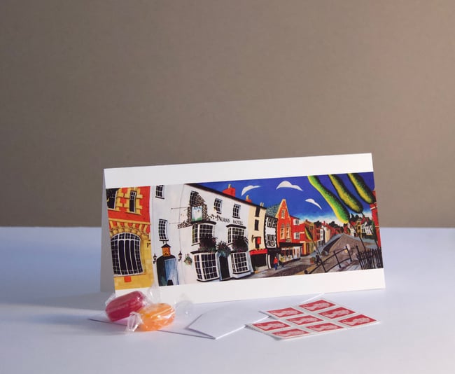 Market Harborough, The Three Swans Greetings Card