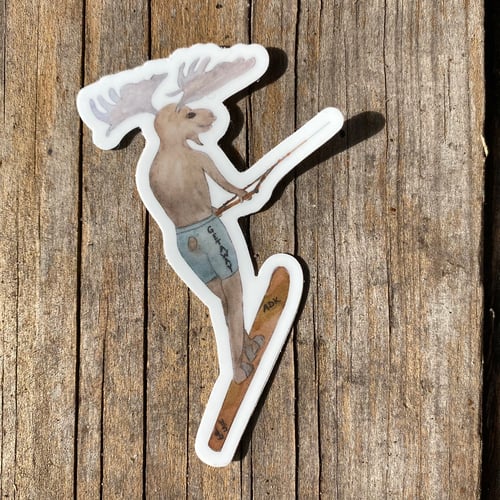 Image of Waterskiing Moose Sticker