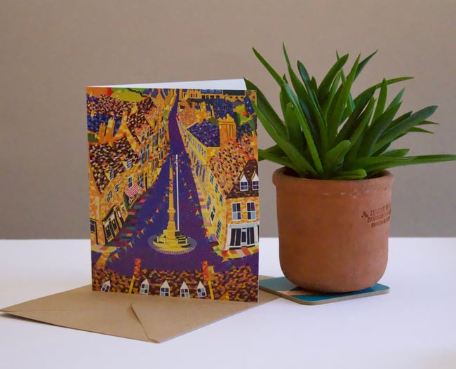 Oundle New Street Bunting Greetings Card