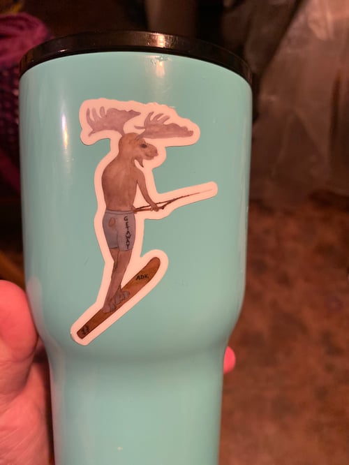 Image of Waterskiing Moose Sticker