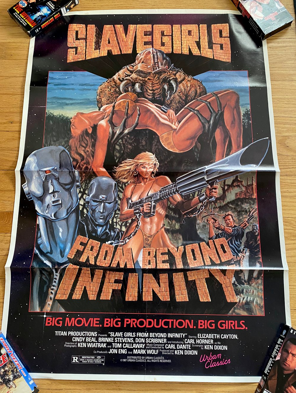 1987 SLAVE GIRLS FROM BEYOND INFINITY Original Urban Classics Home Video VHS Promo Poster
