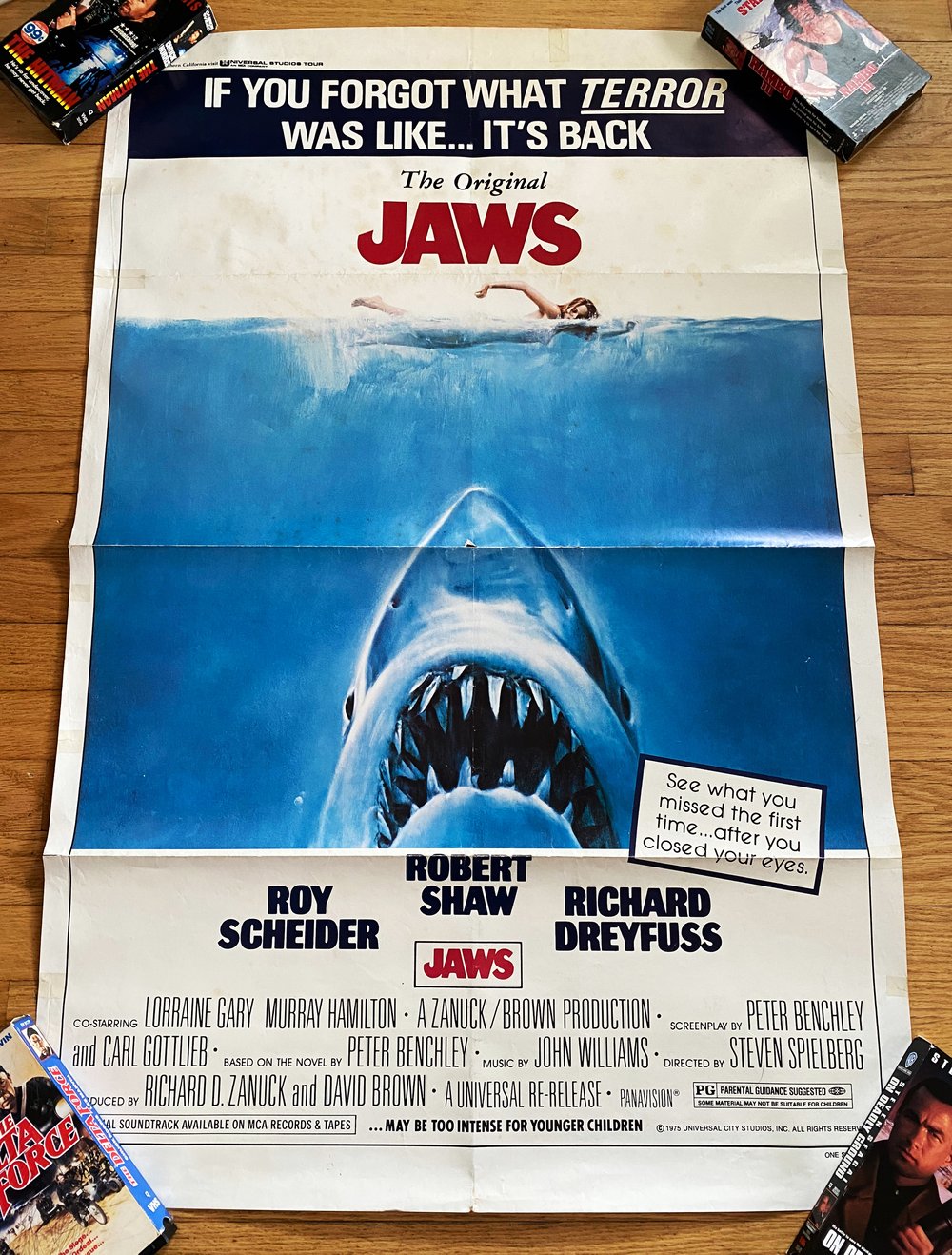 1975 JAWS Original 1979 RE RELEASE One Sheet Movie Poster