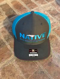 Image 2 of North Carolina Native Trucker Hat Grey/Neon Blue 