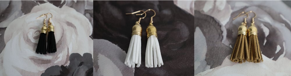 Image of Suede Dangle Fish Hook Earrings