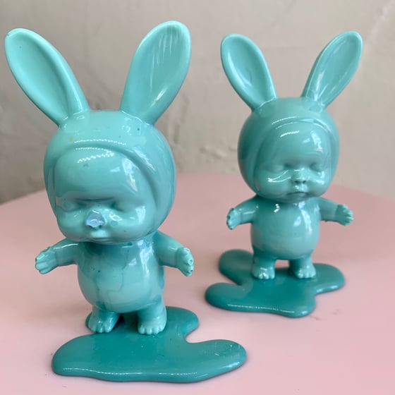 Image of Baby Bunnies on Blobs - Mint