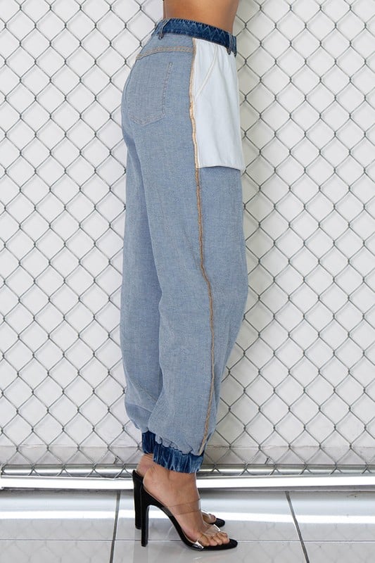 Denim Inside Out Joggers | Glam Couture Boutique
