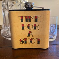 Image 3 of Day of the Dead Nurse Flask “Time For A Shot” Traditional Tattoo Art 6 Oz