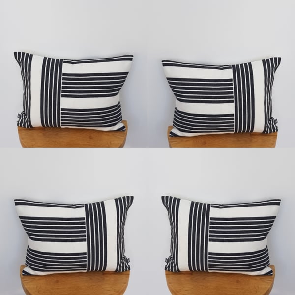 Image of Handmade Striped Patchwork Cushion  